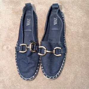 Zara Women's Denim Espadrilles with Silver Buckle